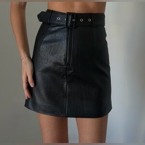 H&M faux leather skirt with belt